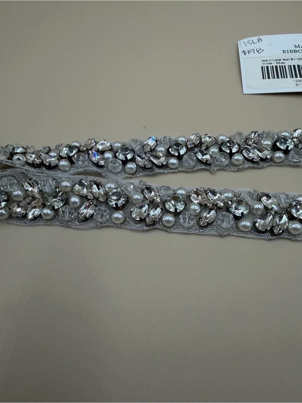Sparkling Crystal Pearl Wedding Dress Belt Silver Bridal Sash NWT